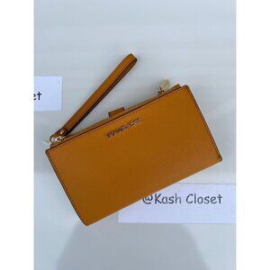Michael kors wristlet double zip phone wallet marigold